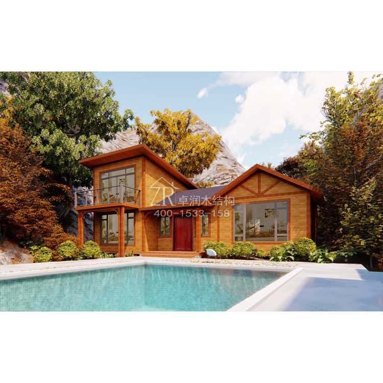 厂家供应实木木屋别墅 大型户外花园防腐木屋 中式风格木屋