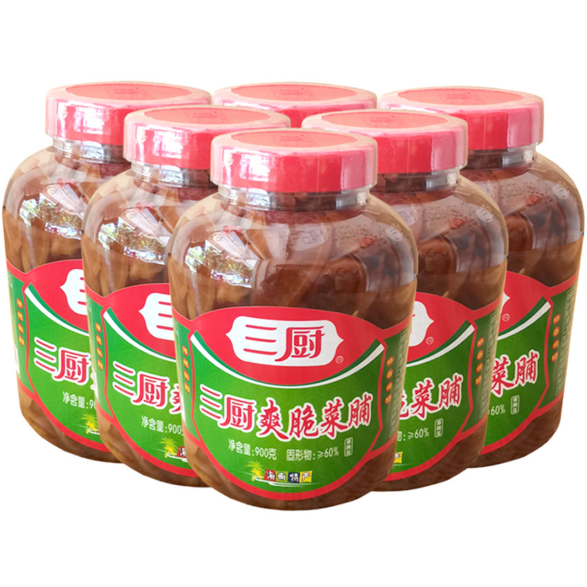 海南三厨食品爽脆菜脯酱 900g*6瓶汁脆萝卜干咸菜微辣腌制榨菜
