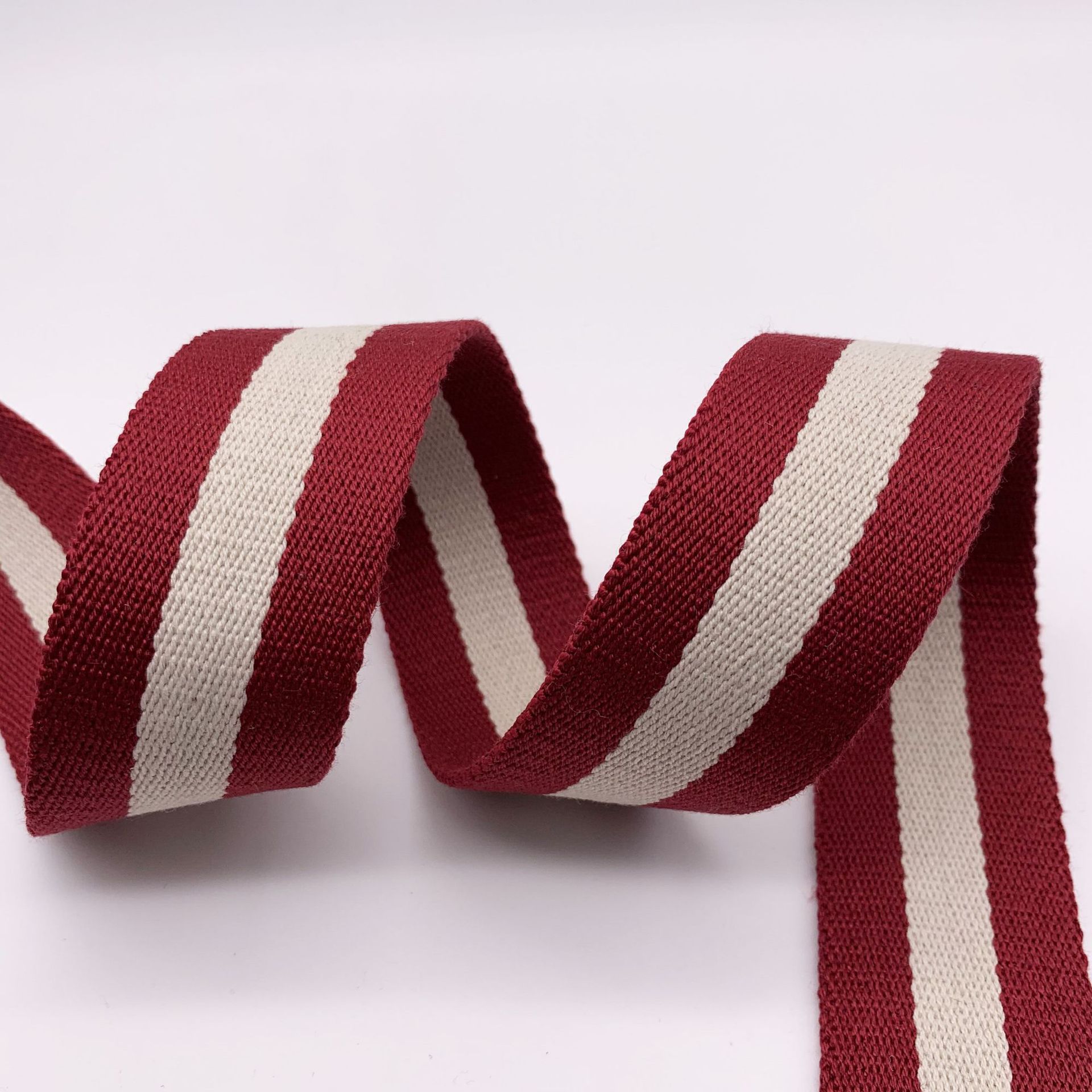 厂家批发涤纶棉织带红间米白高密加厚款背包带子书包箱包服装