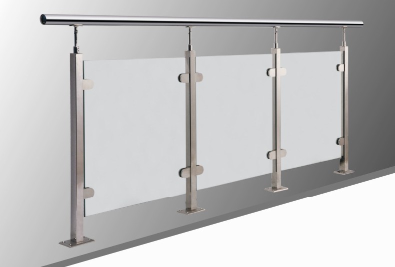 天台休闲安稳固无框预埋钢化玻璃栏杆 不锈钢侧装玻璃u槽栏杆