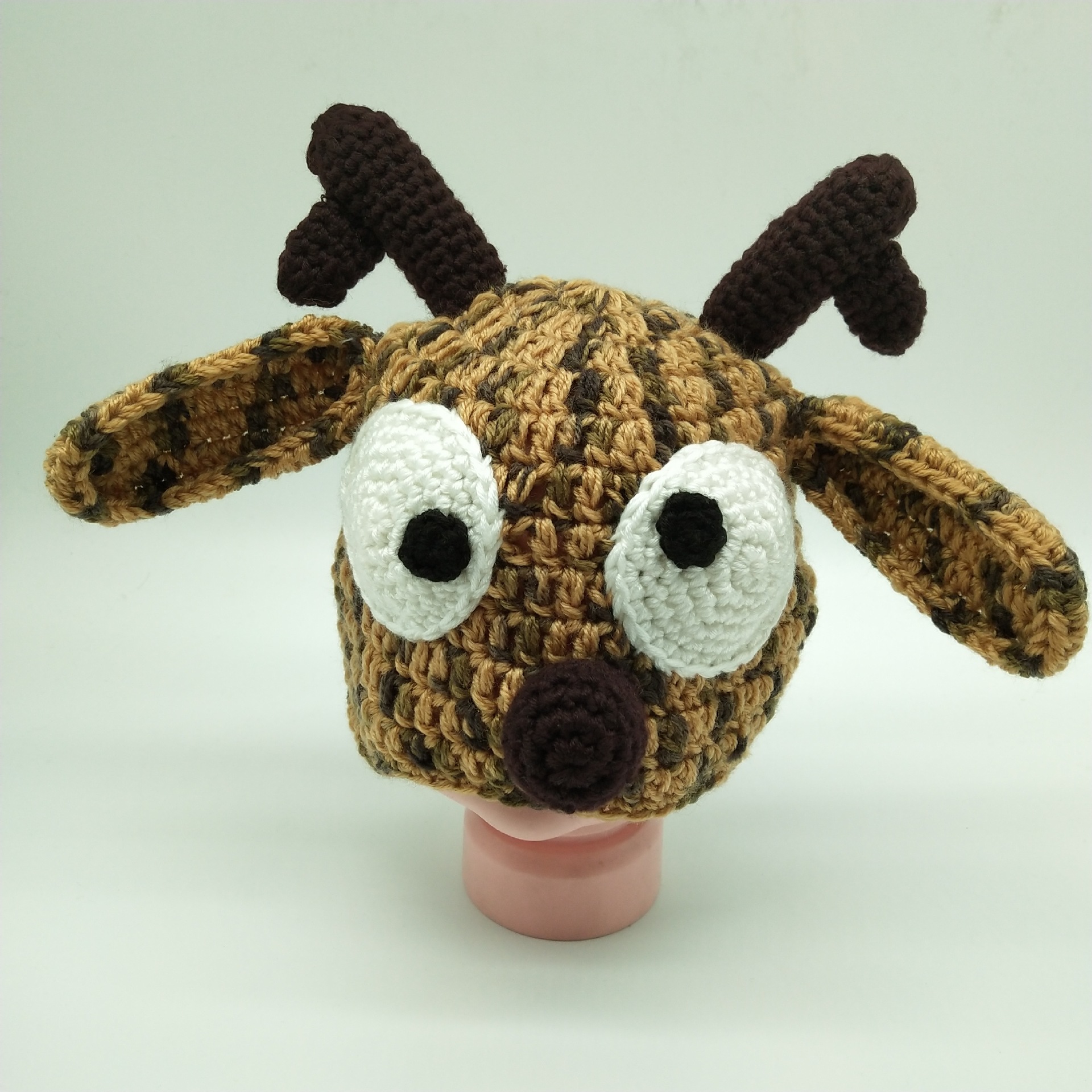 儿童 圣诞 麋鹿小鹿 手工毛线帽