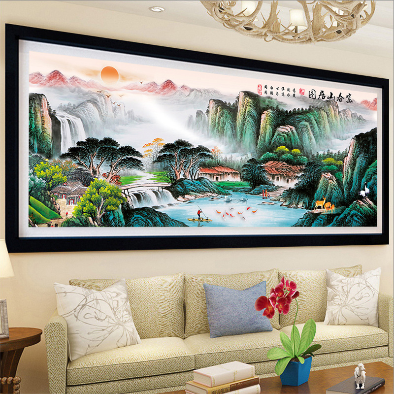 包邮一件代发2020新款十字绣富春山居图风景如画线绣印花山水系列