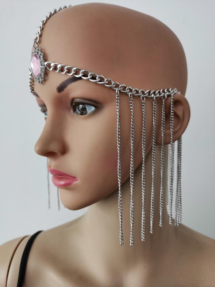 ebay速卖通热销水钻挂须头链head chains 朋克合金饰品 跨境饰品