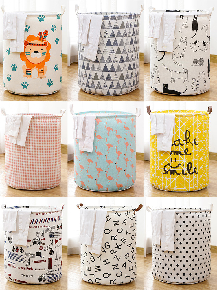 Factory Direct Sales Household Laundry Bucket Clothes Storage Basket Fabric Foldable Laundry Basket Clothing Toys Storage Lou