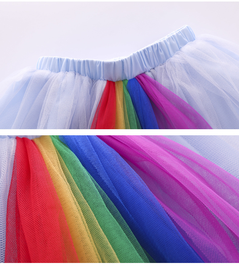 童裙2022夏季新款韩版中大女童彩虹公主裙一件代发女童连衣裙裙子