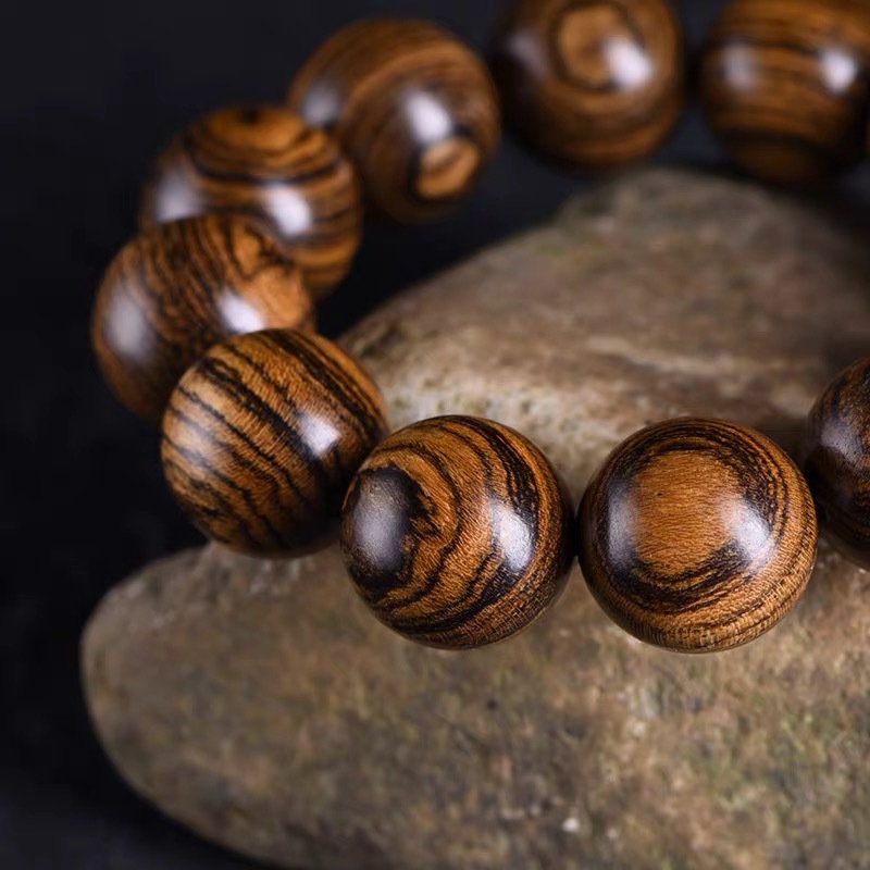 虎皮檀木佛珠手串实木文玩手链手上把玩盘玩珠子木质工艺品 批发