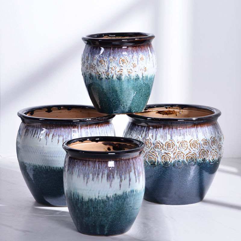 阳台落地种树大口径花盆陶瓷大号特大号户外庭院发财树大花缸清仓