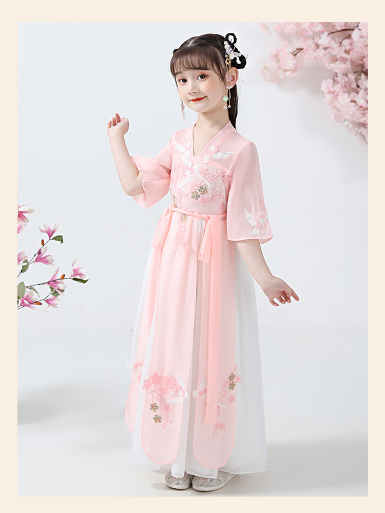 女童汉服夏装仙女襦裙儿童中国风紫色唐装超仙古装夏季薄款连衣裙