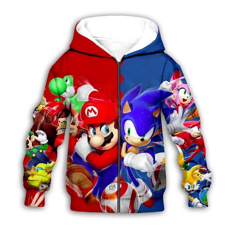 2020跨境新款索尼克 sonic 游戏卫衣 3d动漫cosplay儿童卫衣