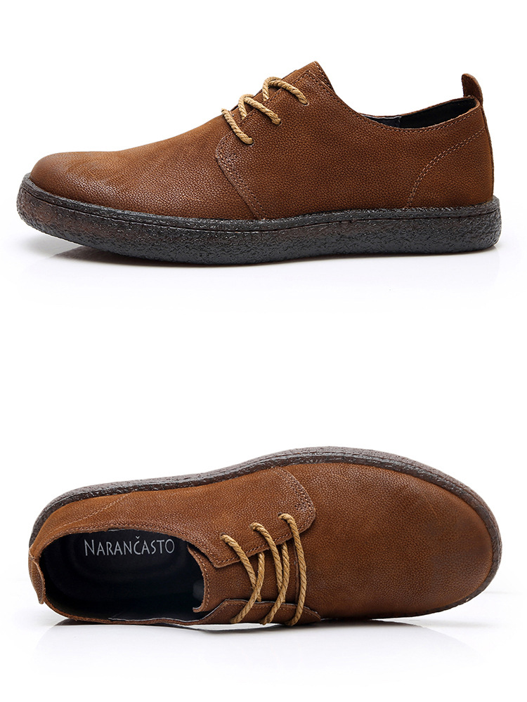 产地货源头层牛皮牛筋底男皮鞋透气真皮缝制休闲软底懒人棕色男鞋