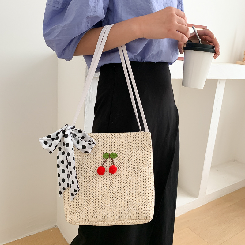 Fashion Scarf Straw Bag Summer 2020 New Trendy Korean Style Shoulder Crossbody Personalized Woven Small Bag for Women