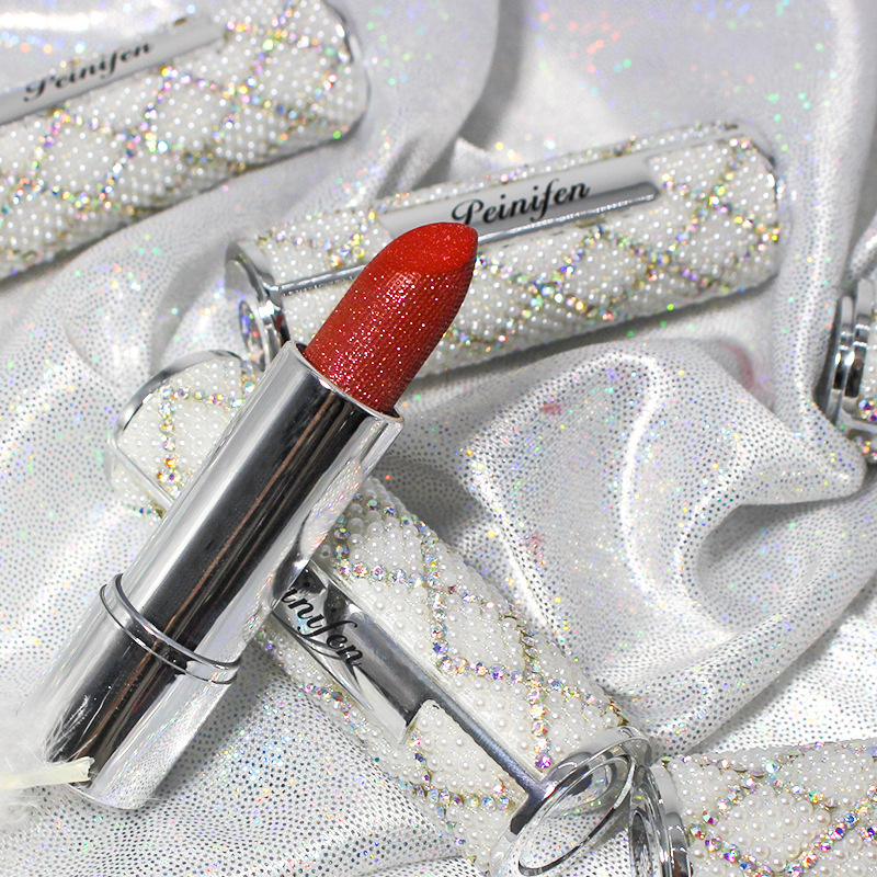 pnf佩妮芬璀璨闪钻口红银色珍珠闪膏体细润按压管唇膏直播p8244b