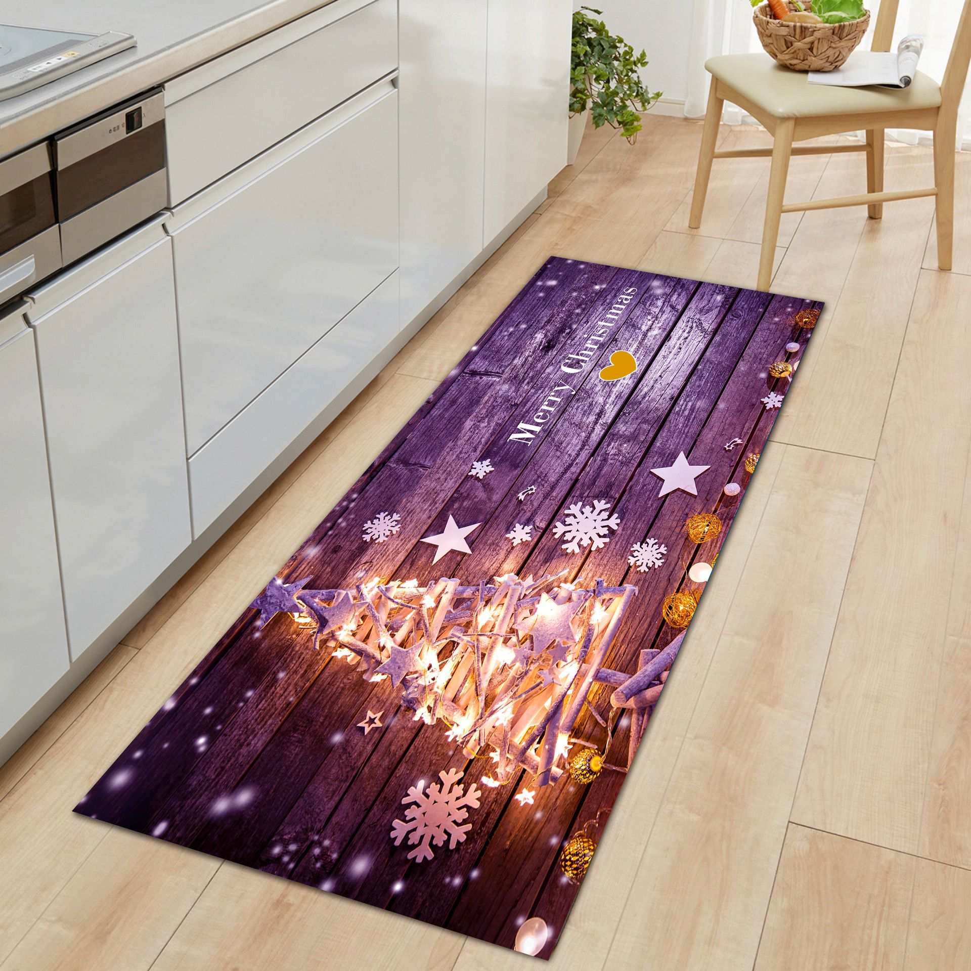 Exclusive for Cross-Border Living Room and Kitchen Festive Floor Mat Non-Slip Suede Floor Mat Christmas Red Carpet Factory Wholesale