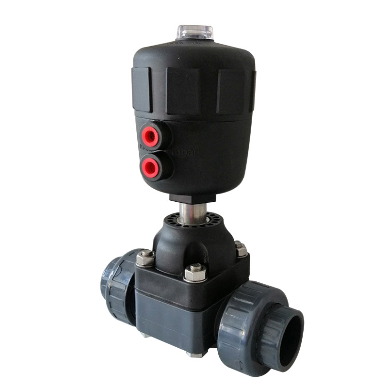 upvc双由令气控气动隔膜阀快装常闭调节型dn32气动法兰塑料隔膜阀