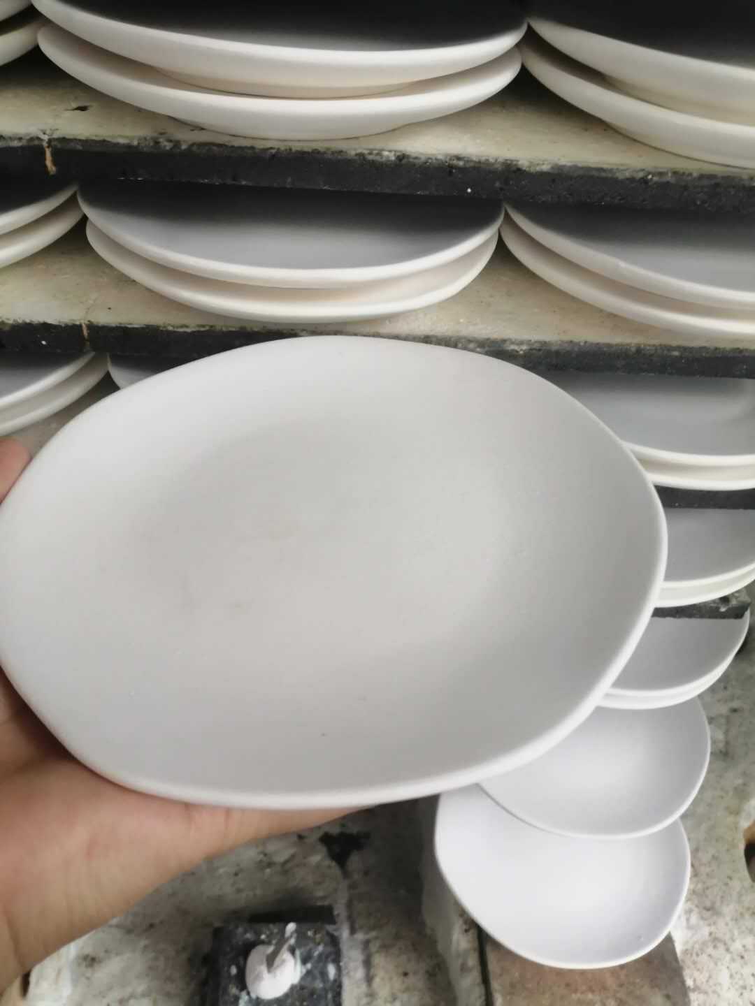 陶瓷素坯陶艺素胎盘子拍照道具6寸7角盘子涂鸦摆设空白diy高白