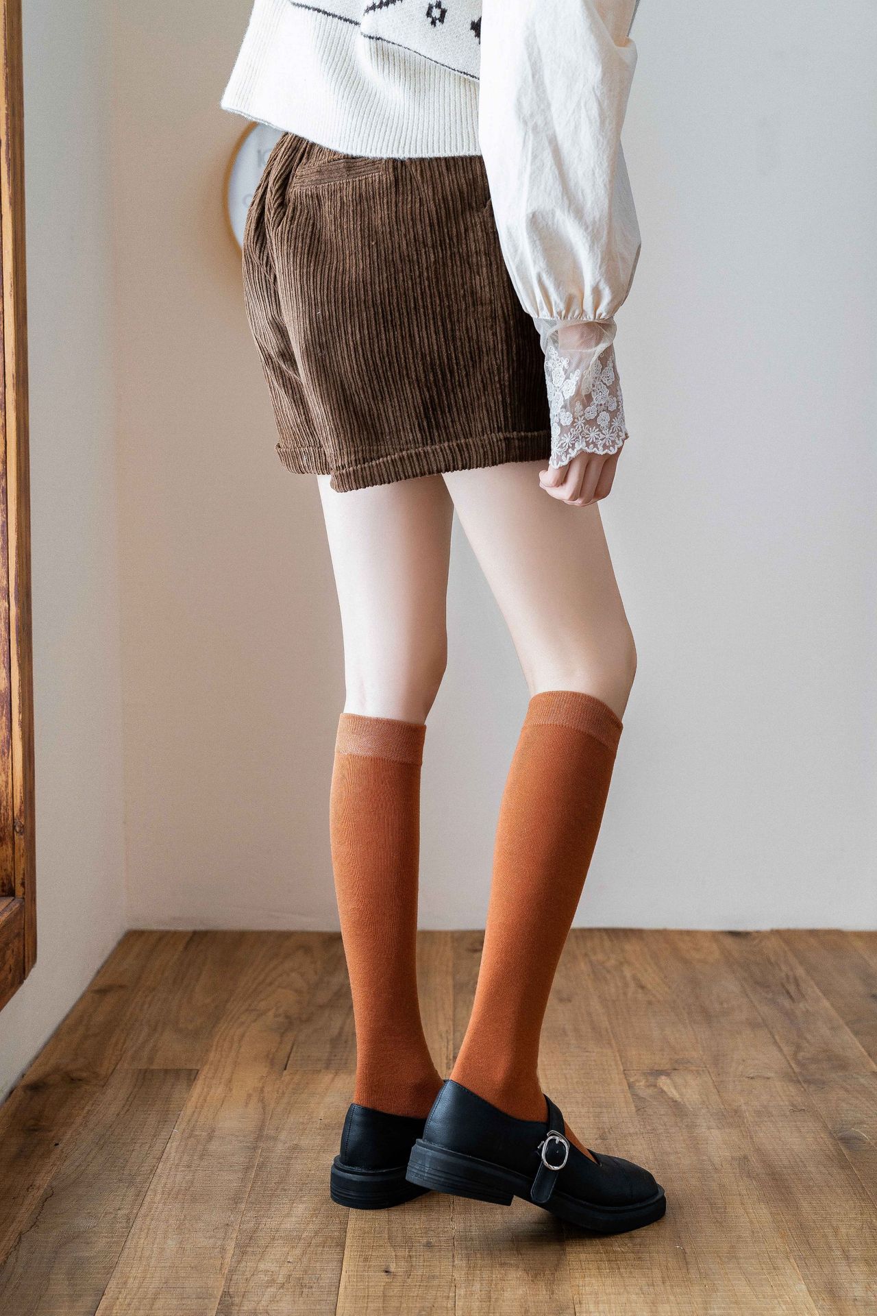 小腿袜黑色 长筒袜子女日系jk中筒及膝半截高筒薄款ins街头潮春秋