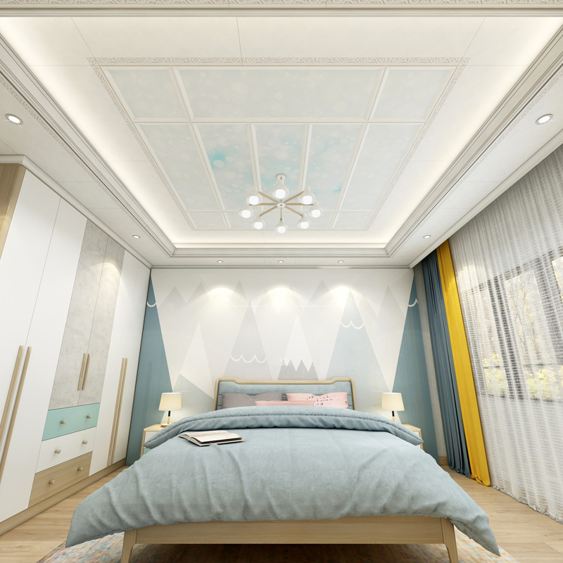 可定制铝合金扣板天花 丝印蓝色星空防污防潮卧室客厅吊顶天花板