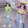 girl cowboy trousers suit 2021 summer new pattern Short sleeved Cartoon suit T-shirts CUHK Nine points Cropped Trousers girl cowboy trousers suit 2021 summer new pattern Short sleeved Cartoon suit T-shirts CUHK Nine points Cropped Trousers