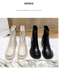 马丁靴女英伦风增高2023新款潮百搭网红粗跟高跟短靴女厂价直销