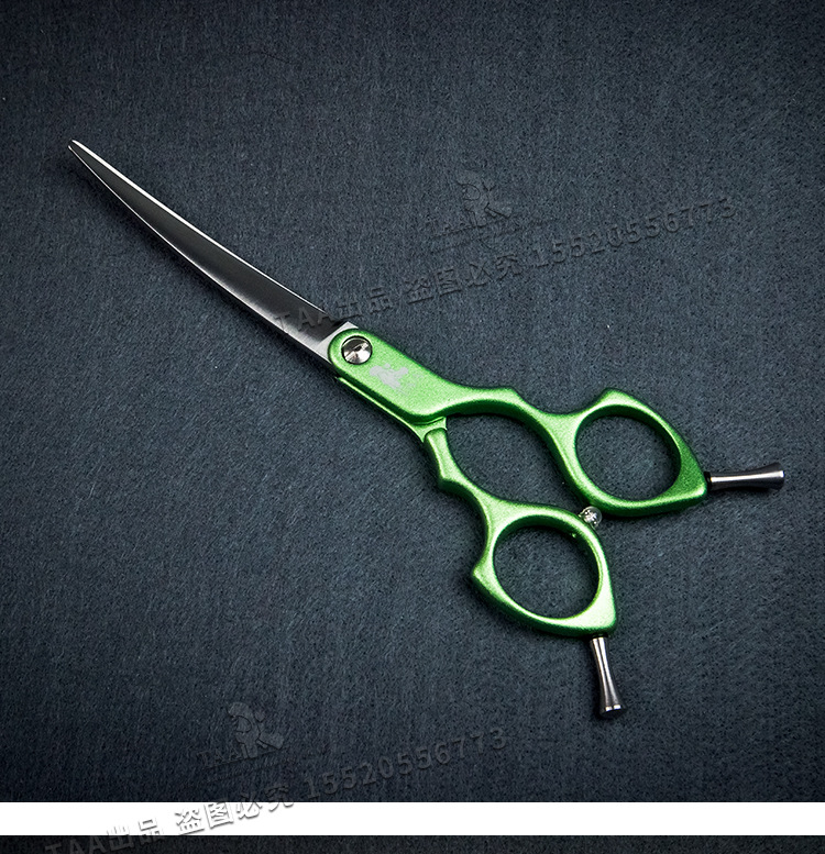 tata宠物美容剪刀彩色铝合金超轻小弯剪刀h01/6.2寸日韩系嘴部精