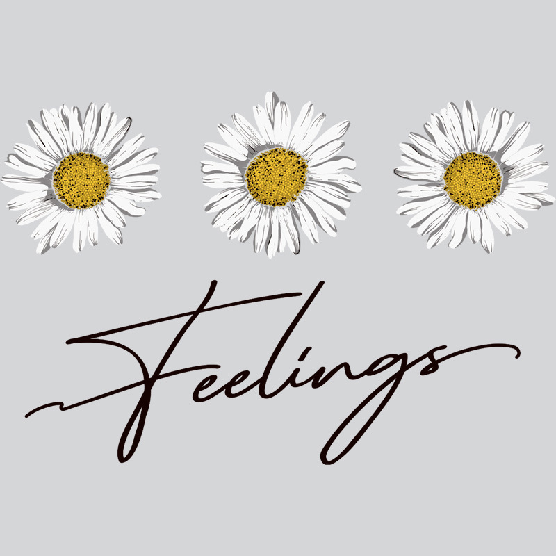 潮牌印花烫画贴白色权志龙同款小雏菊字母图案 衣服a级热转印贴纸