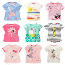 现货lomitoo夏季欧美中小童女童装卡通棉短袖圆领T恤