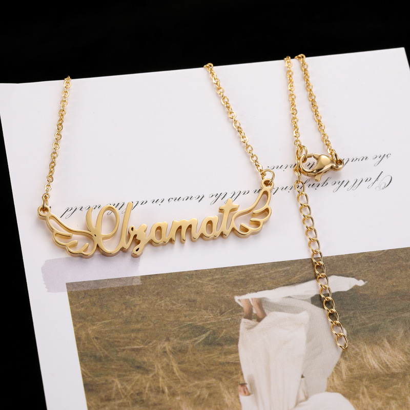 Diy English Name Stainless Steel Letter Necklace Custom 18K Golden Clavicle Chain Valentine's Day Gift One Piece Formulation