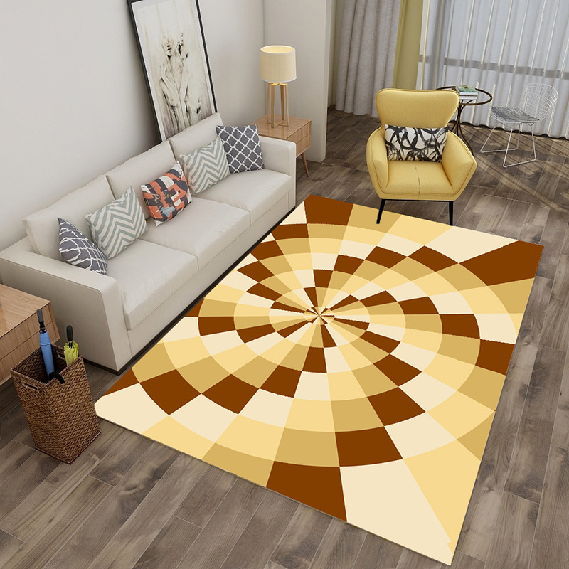 Cross-Border Illusion Black and White Pattern Carpet Living Room Coffee Table Printed Geometric Carpet Simple Home Non-Slip Rectangular Carpet