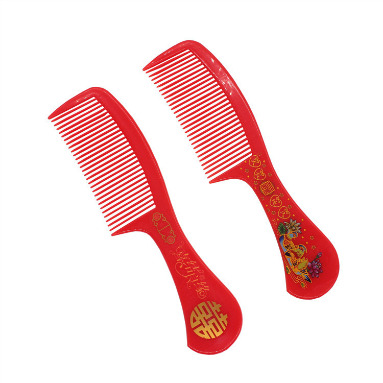 Su Di Half Moon Dragon and Phoenix Wedding Wedding Red Xi Character Comb Plastic Material Bridal Dowry Red Comb