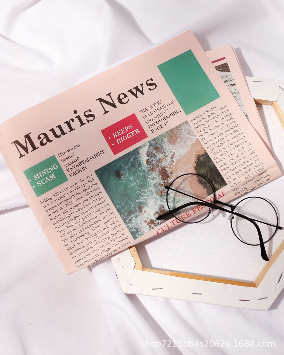 ins粉色报纸旧报纸拍照道具复古英文报纸摄影拍摄纸质道具背景纸