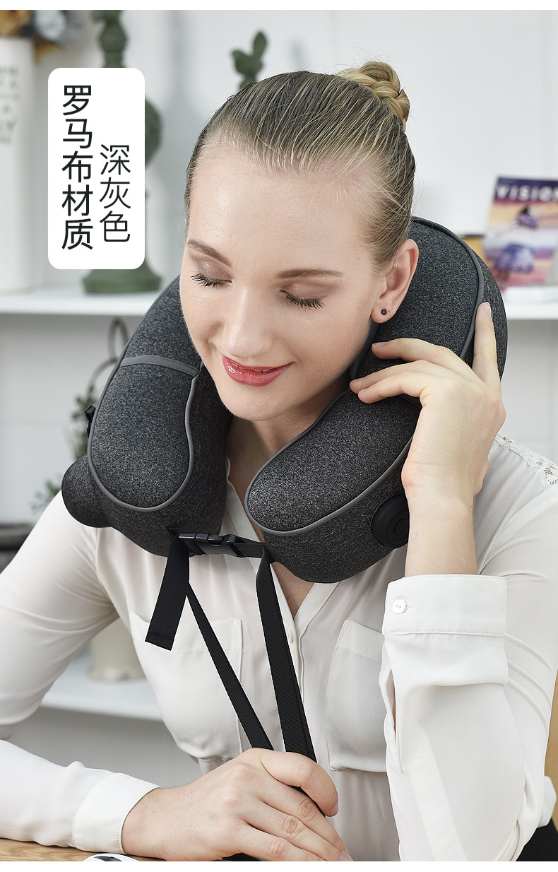 颈部按摩器颈椎按摩枕家用充气u型颈枕仿人手揉捏充气按摩枕头
