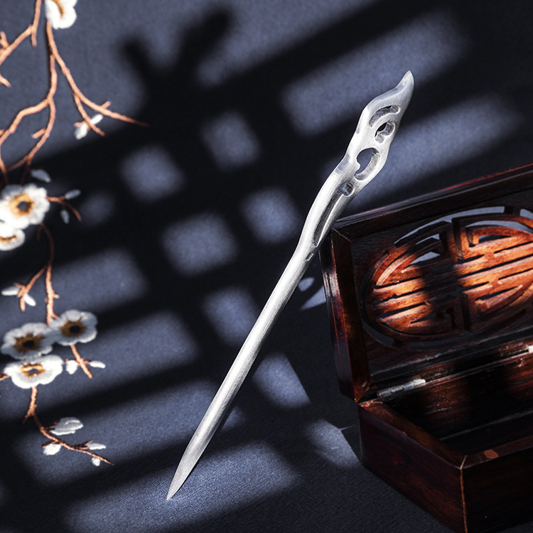 古风银饰 云南大师手工制作 s999足银 三生三世 婉月发簪 发饰