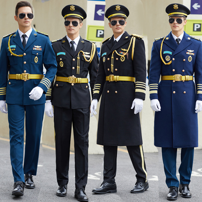 保安大衣物业礼宾服装长款保暖加厚形象岗保安制服羊毛呢大衣外套