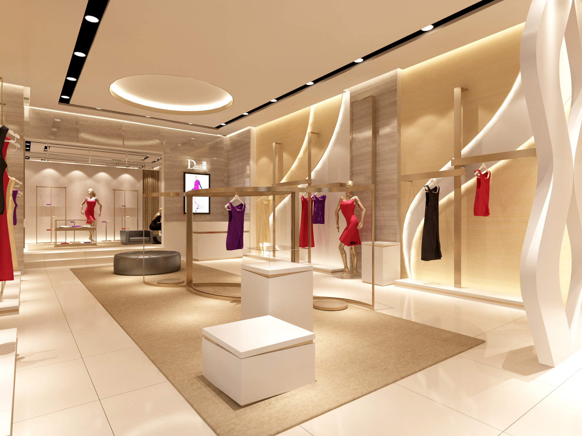 一站式服装店高柜展柜整店设计厂家商场内衣店展台