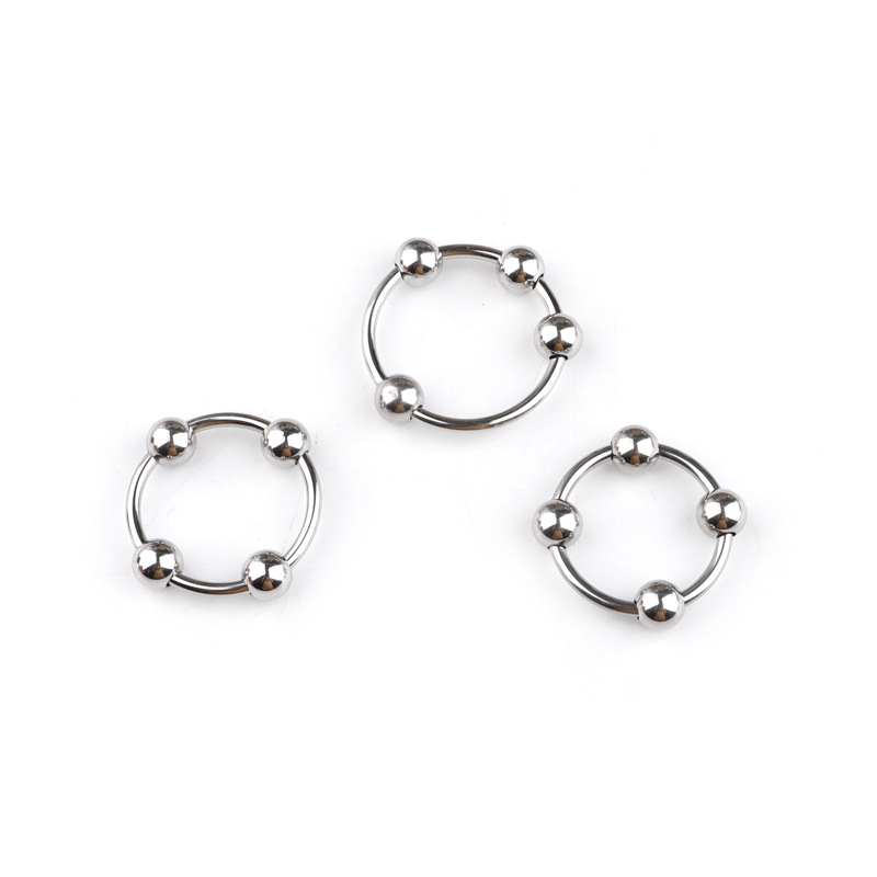 四珠锁精环金属圈龟头情趣套环不锈钢jj戒指男用男性阳具束缚成人