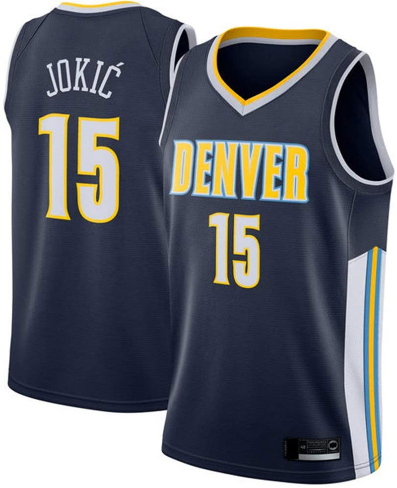 nba球衣 掘金队15#约基奇篮球球衣 刺绣篮球服 支持一件代发批发