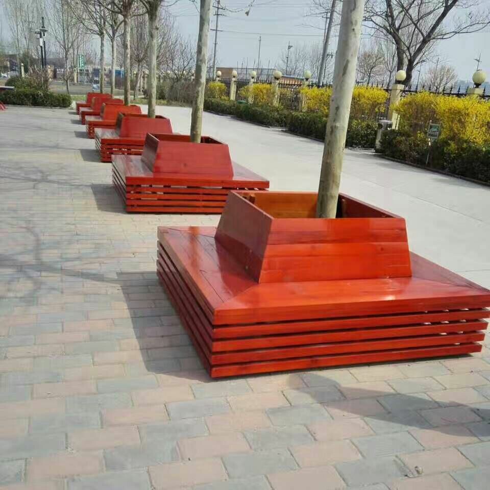 定制户外围树椅公园小区围树座椅 学校景区工程塑木圆形围树椅