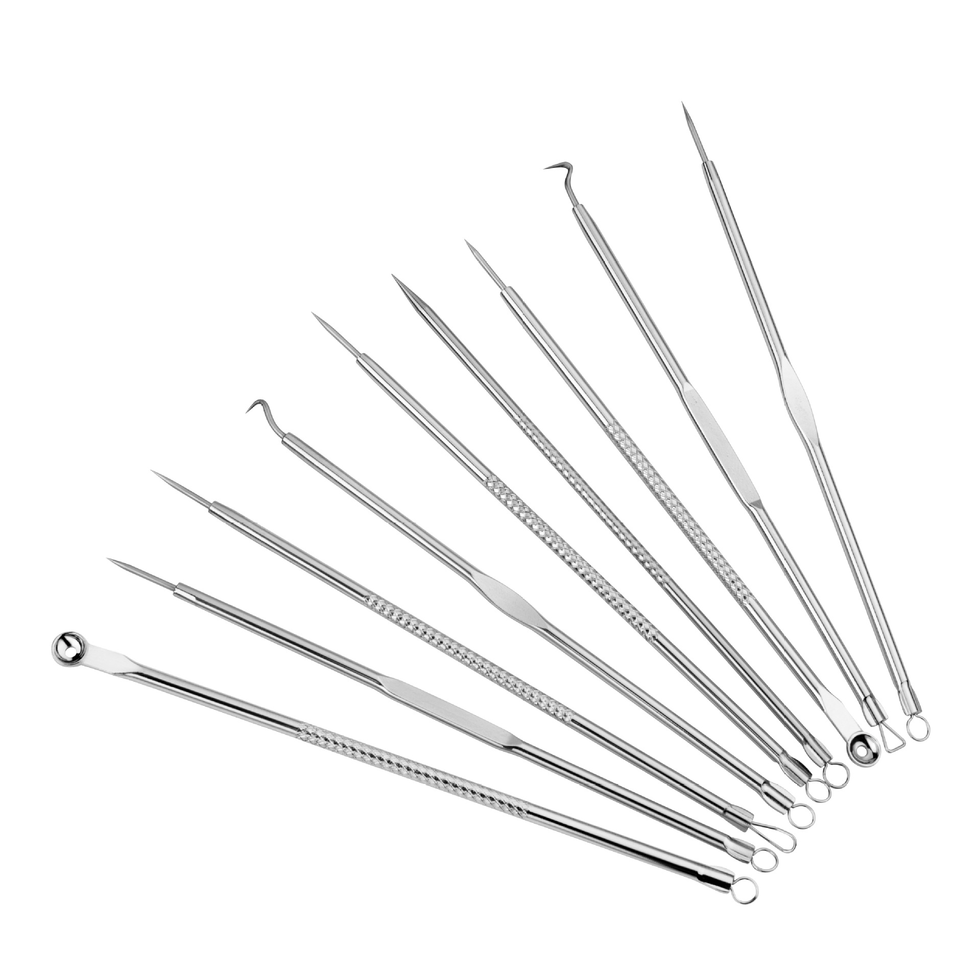 厂家现货粉刺针 暗疮针9件套不锈钢双头挑痘针痘痘针批发