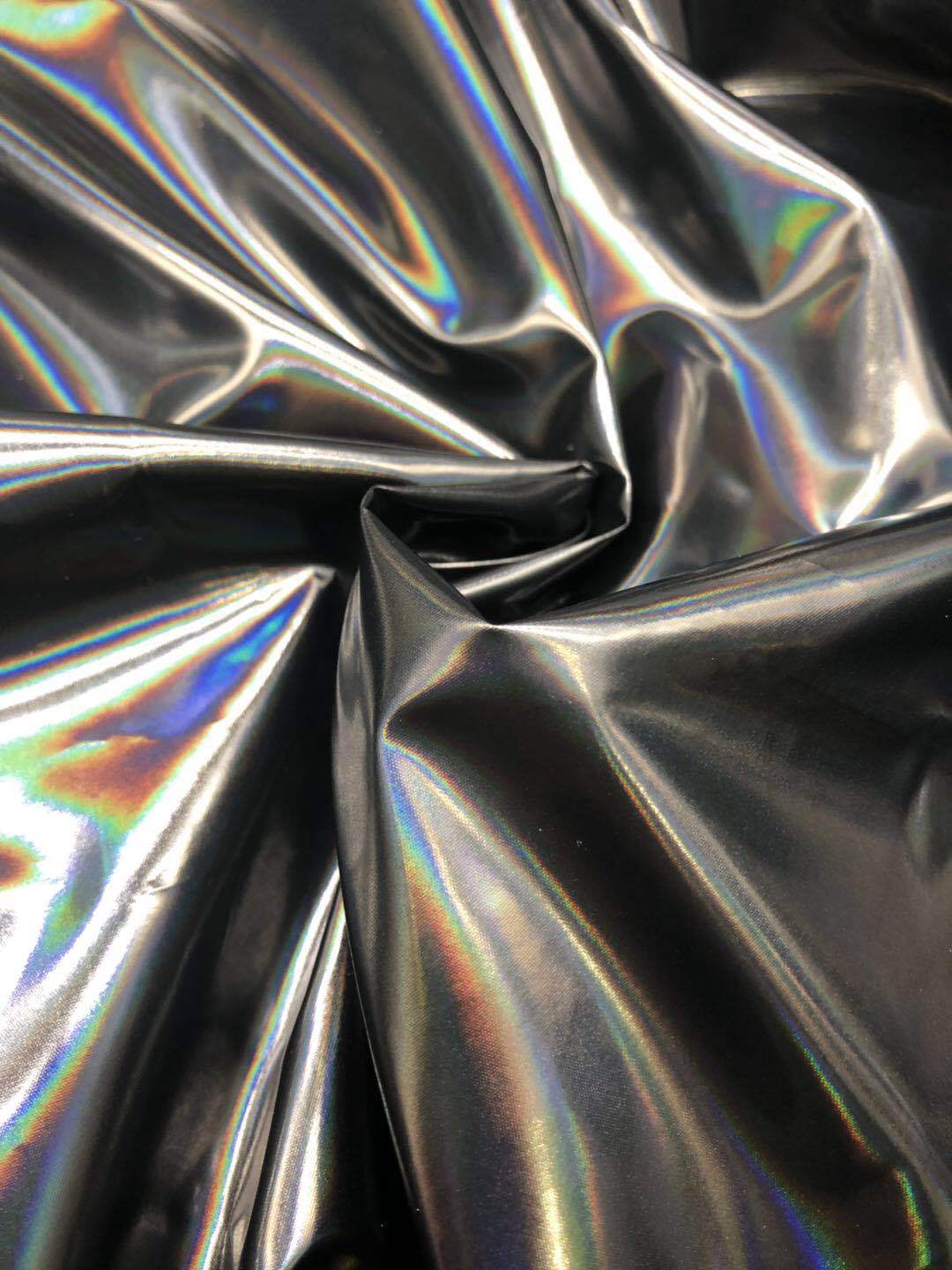 pu膜箱包面料 50d幻彩pu膜 亮面皮革布料 嘻哈服 风衣 羽绒服面料