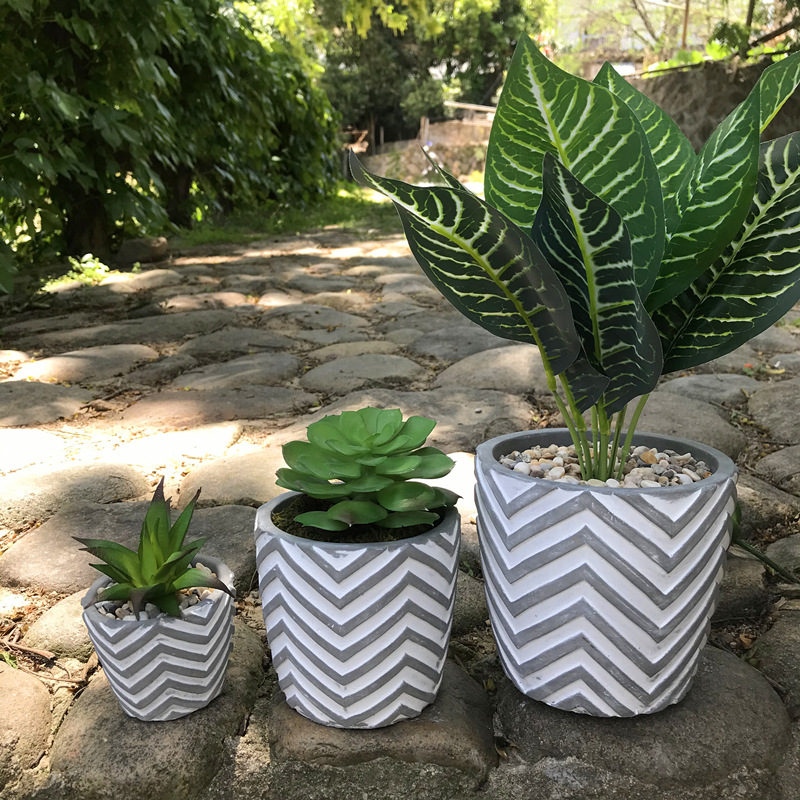 20205水泥多肉小花盆套组菱形透气可种多种植物绿萝简约风格