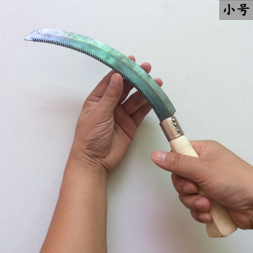 木柄锯镰禾镰稻谷收割镰刀扎篾割刀割网割胶月牙镰刀镰子农用工具