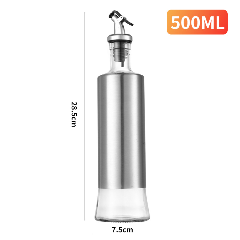 kitchen accessory kitchen appliance Wholesale Kitchen Supplies Stainless Steel Oiler Glass Oil Bottle Household Scale Visual Oil Pot Bottles for Soy Sauce and Vinegar Spice Jar