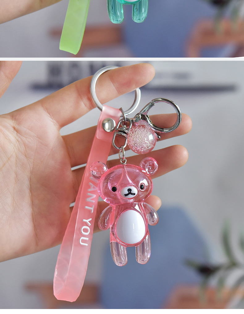卡通水晶小熊钥匙扣女生小饰品生日小礼品情侣系列挂饰包包