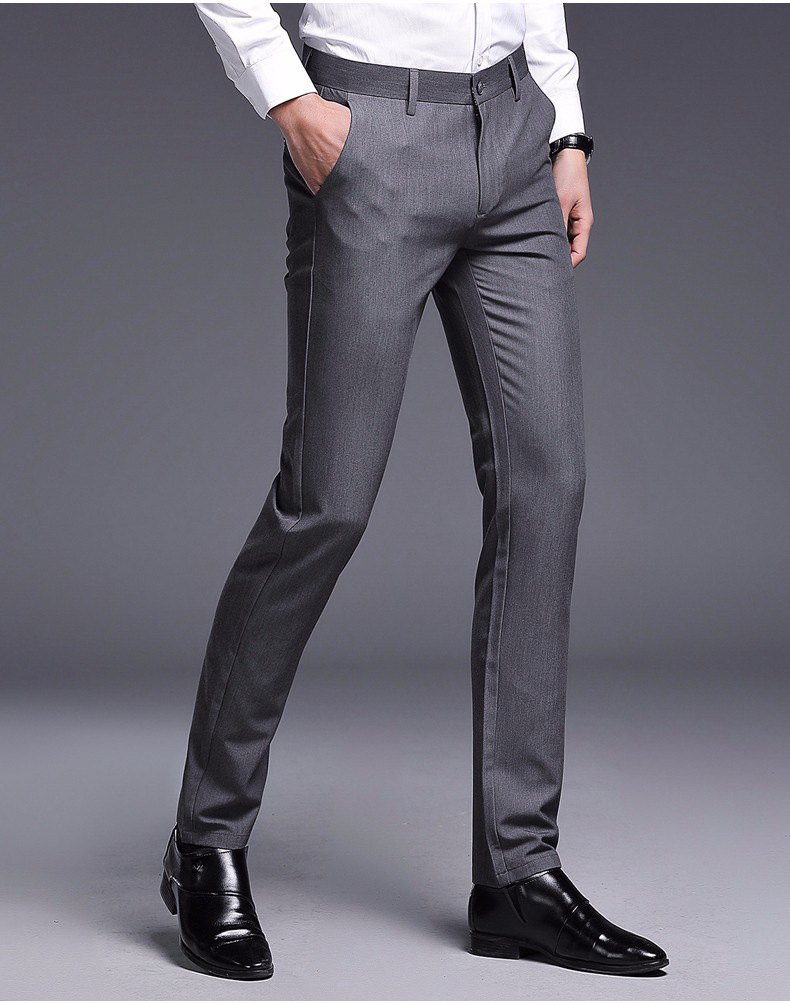西裤男商务正装修身黑色坠感西服裤子男士职业西装裤直筒免烫秋款