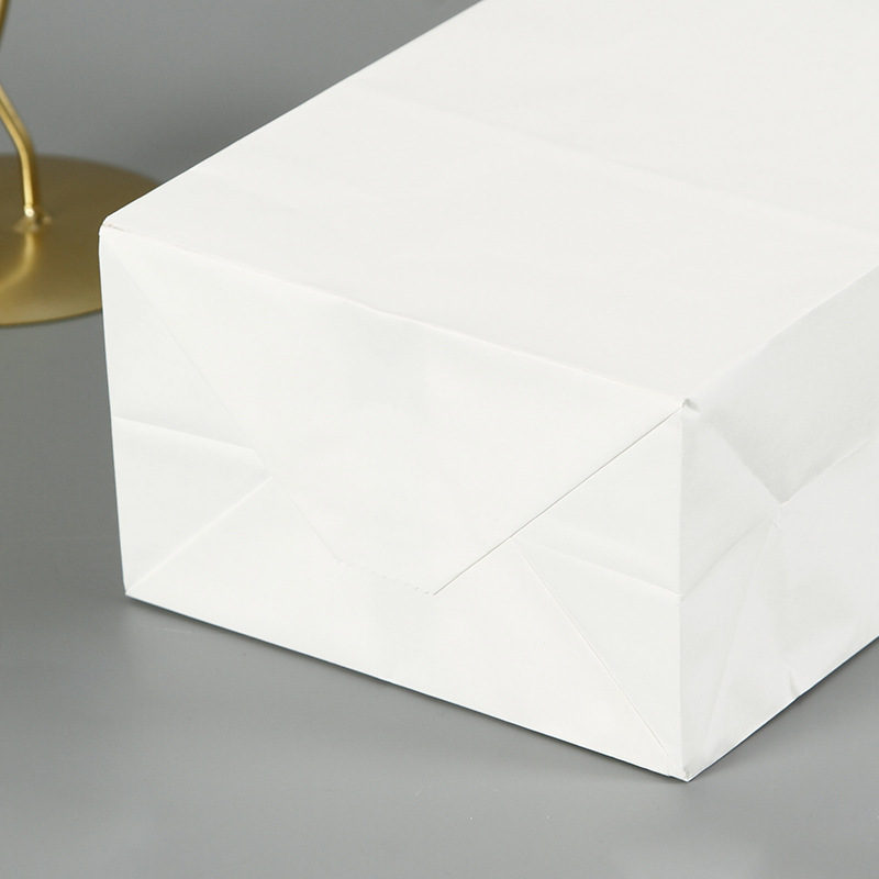 现货通用白色牛皮纸袋创意礼品包装面包袋方底食品外卖打包纸袋