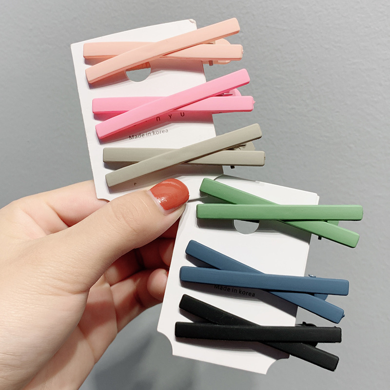 Ins Internet Celebrity Minimalist Sweet Cross Frosted Hair Clip Korean Color Side Clip Fringe Clip Girl's Hair Hoop Hair Accessories