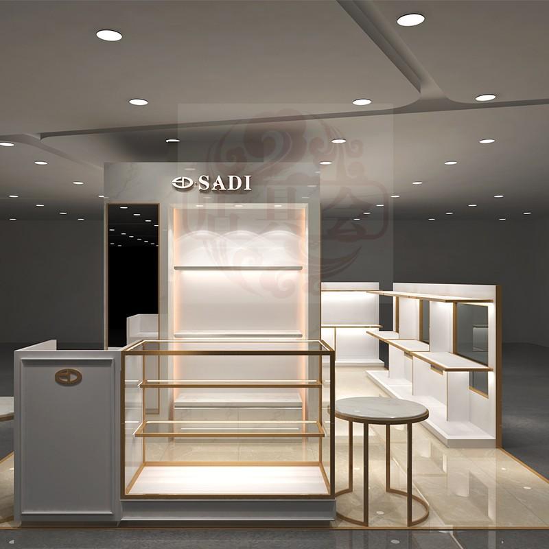 定做高档商场皮具包包展柜产品烤漆展示柜电镀钛金展台鞋店陈列柜