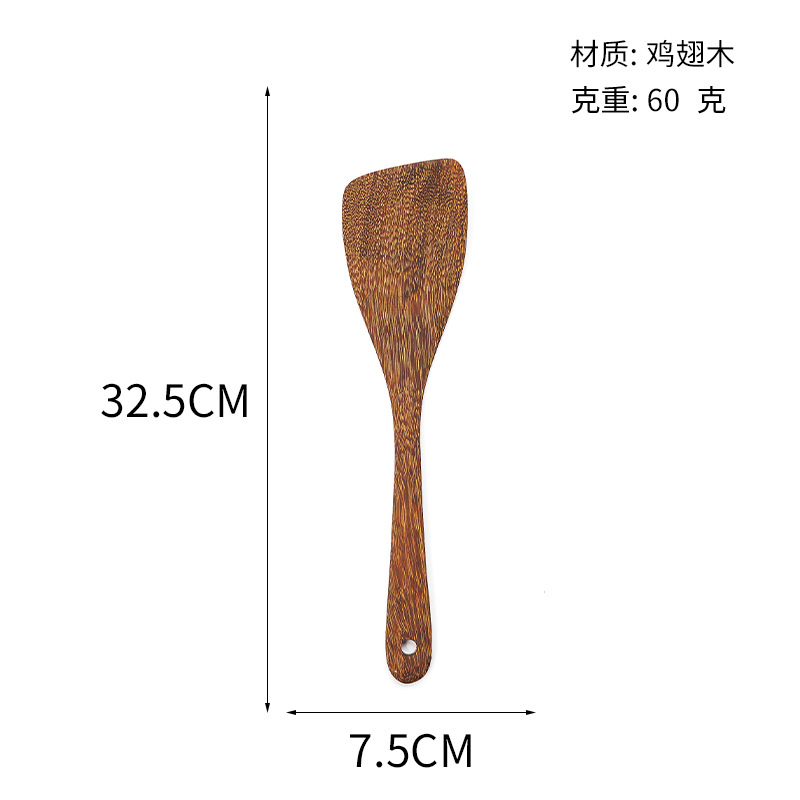 Unpainted Door Frame Non-Stick Pan Long Handle Wooden Kitchen Tableware Large Spatula Wooden Turner Spatula Wooden Spoon Full Set