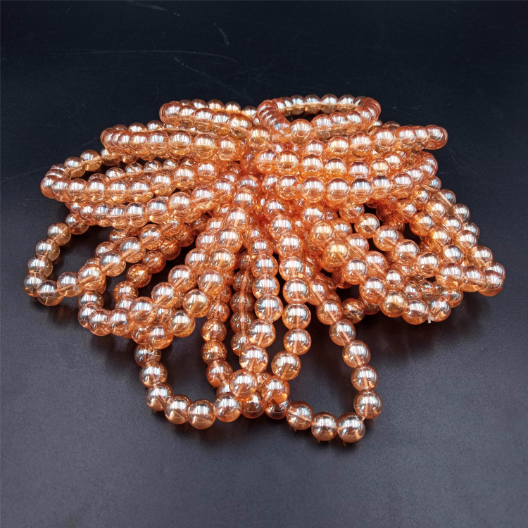 琉璃时尚手串进店点赞礼品香槟琉璃珠手链弹力绳琉璃香槟手串