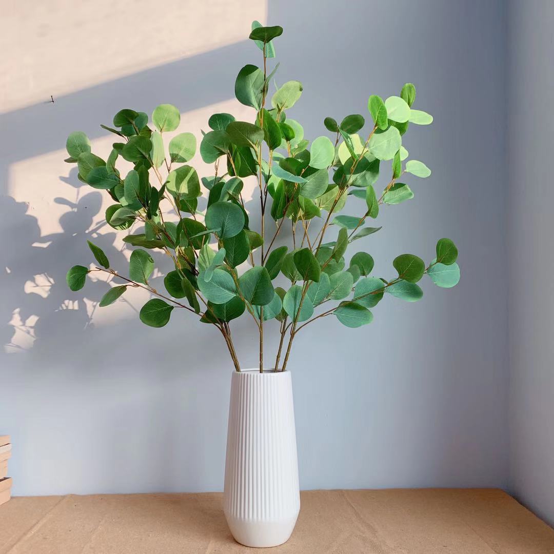 单支圆形尤加利叶桉树叶苹果叶仿真花绿植配叶速卖通亚马逊货源